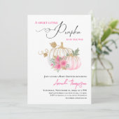 Lief klein pompoen goud roze Baby shower Kaart (Staand voorkant)