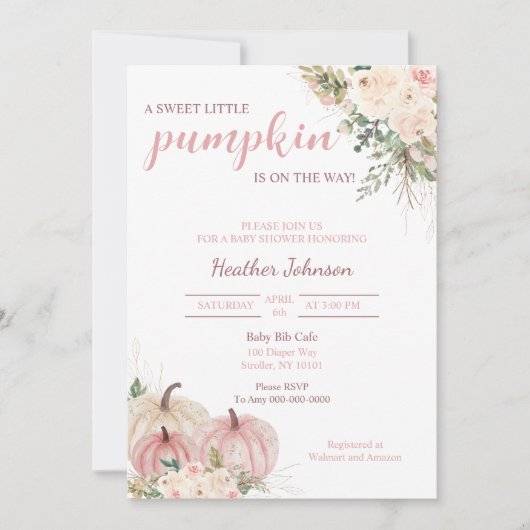 Lief klein pompoen herfst Baby shower Kaart (Voorkant)