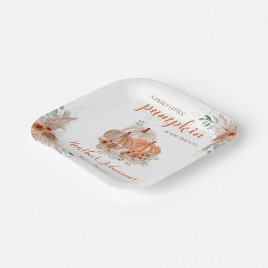 Lief klein pompoen herfst Baby shower Papieren Bordje (Gebogen)