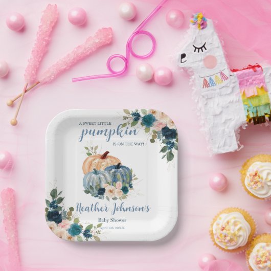 Lief klein pompoen herfst Baby shower Papieren Bordje (Feest)