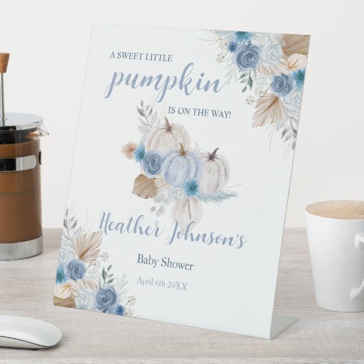 Lief klein pompoen herfst Baby shower Reclamebord Met Voetstuk (Insitu)