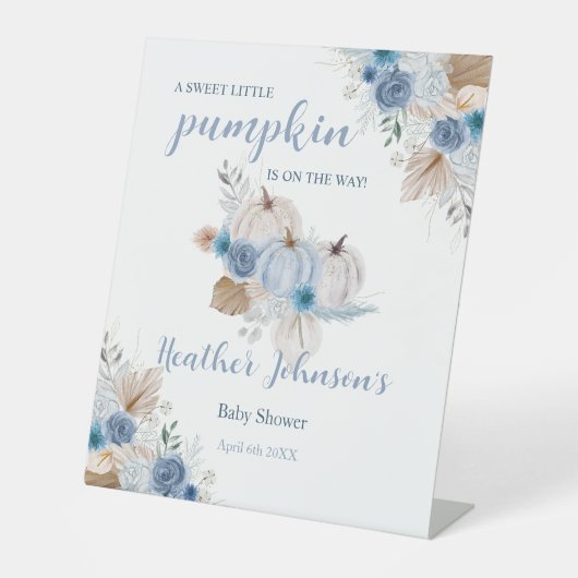 Lief klein pompoen herfst Baby shower Reclamebord Met Voetstuk (Voorkant)