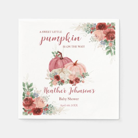 Lief klein pompoen herfst Baby shower Servet (Voorkant)