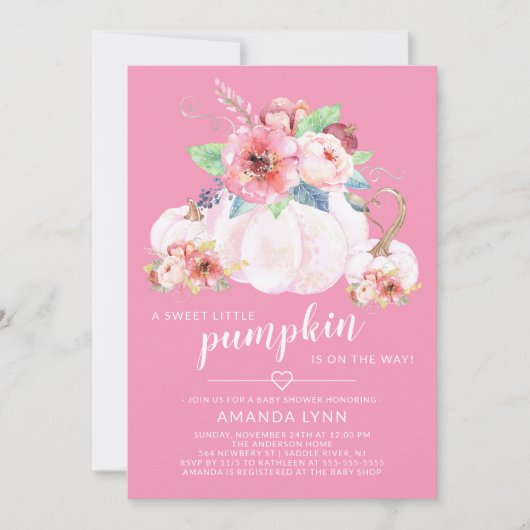 Lief klein pompoen meisjes Baby shower Kaart (Voorkant)