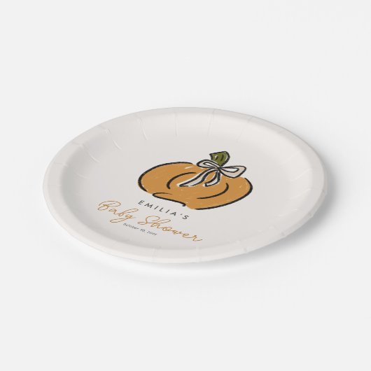 Lief klein pompoen op weg Schattige Baby shower Papieren Bordje (Gekanteld)