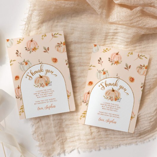 Lief klein pompoen verjaardag dank u kaart