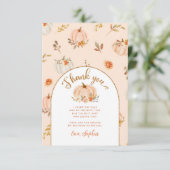 Lief klein pompoen verjaardag dank u kaart (Staand voorkant)