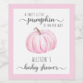 lief klein pompoen Waterverf baby meisje shower Wijn Etiket (Enkel label)