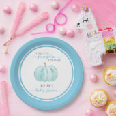 Lief klein pompoen Waterverf blauw Baby shower Papieren Bordje (Feest)