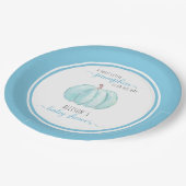 Lief klein pompoen Waterverf blauw Baby shower Papieren Bordje (Gekanteld)