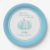 Lief klein pompoen Waterverf blauw Baby shower Papieren Bordje (Voorkant)