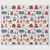 Lief klein poppenhuis meubilair cadeaupapier (Vlak)