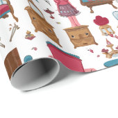 Lief klein poppenhuis meubilair cadeaupapier (Rol Hoek)