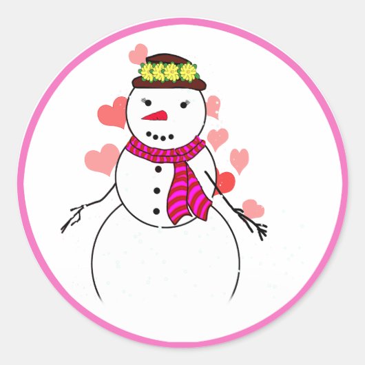 Lief klein sneeuw meisje ronde sticker (Voorkant)
