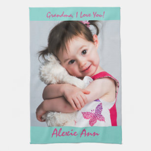 Lief kleinkind zegt: "Ik hou van je", Personalisee Theedoek