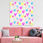 Lief kleurenrijk harten patroon canvas afdruk (Insitu (Woonkamer))