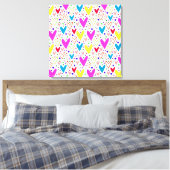Lief kleurenrijk harten patroon canvas afdruk (Insitu (Slaapkamer))