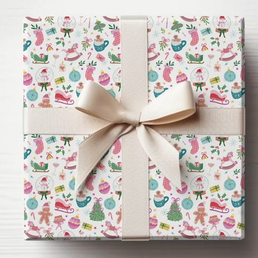 Lief Kleurig Kerstfeest Cadeaupapier