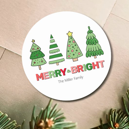 Lief Kleurig Kerstmis Blij en Stralend Ronde Sticker