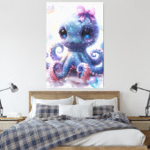 Lief Kleurrijk Baby Meisje Octopus Kunstprint Canvas Afdruk (Insitu (Slaapkamer))