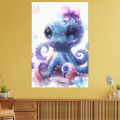 Lief Kleurrijk Baby Meisje Octopus Kunstprint Canvas Afdruk (Insitu (Woonkamer))