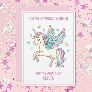 Lief Kleurrijk Eenhoorn Magisch Roze Meisjes Valen Feestdagenkaart