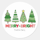 Lief Kleurrijk Kerstfeest Blij en Stralend Ronde Sticker (Voorkant)