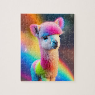 Lief kleurrijk pluizig klein Schattige alpaca Legpuzzel