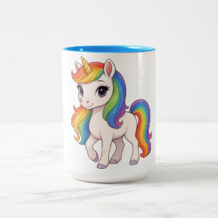 Lief, Kleurrijk Regenboog eenhoorn Tweekleurige Koffiemok
