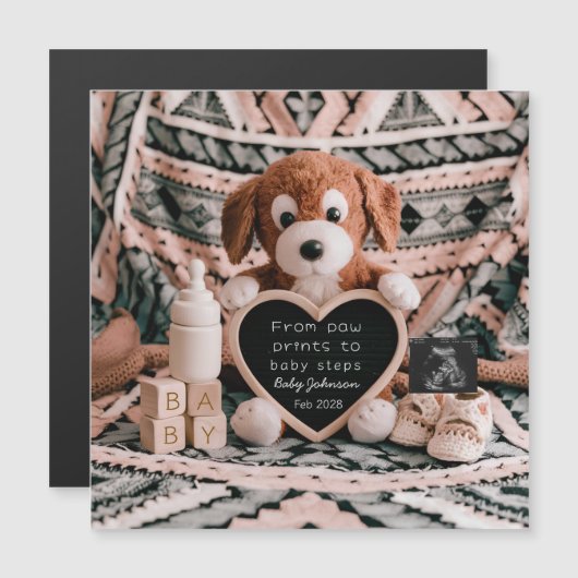 Lief knuffelbare puppy zwangerschapsaankondiging  (Voorkant / Achterkant)