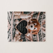 Lief knuffelbare puppy zwangerschapsaankondiging legpuzzel (Horizontaal)