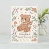 Lief knuffelbeer Bloemige beterschap (Staand voorkant)