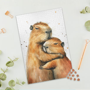 Lief Knuffelend Capybara Koppel Legpuzzel
