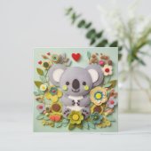 Lief koala Valentijnsdag bericht Feestdagenkaart (Staand voorkant)