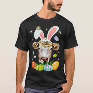 Lief Koeiengezicht Met Konijnenoren Kleurrijke Eie T-shirt