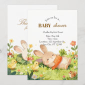 Lief Konijn Baby Shower Uitnodiging (Voorkant / Achterkant)