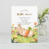 Lief Konijn Baby Shower Uitnodiging (Staand voorkant)