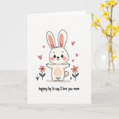 Lief Konijn Bloesem Kaart (Gele Bloem)