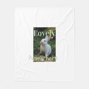 Lief konijn huisdier foto naam groene pastel  fleece deken