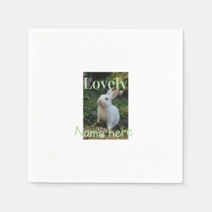Lief konijn huisdier foto naam groene pastel  servet