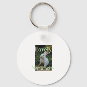 Lief konijn huisdier foto naam groene pastel sleutelhanger