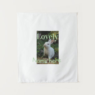 Lief konijn huisdier foto naam groene pastel  wandkleed