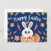 Lief konijn in ei “Happy Pasen” Lente  Feestdagenkaart (Voorkant / Achterkant)