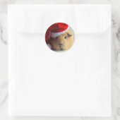 Lief Konijn in Kerstmuts Ronde Sticker (Tas)