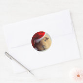 Lief Konijn in Kerstmuts Ronde Sticker (Envelop)