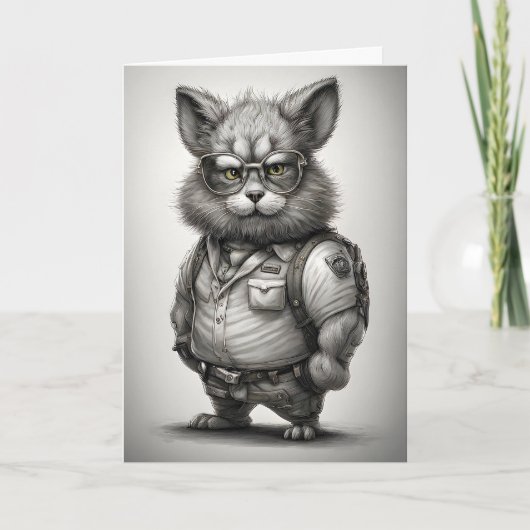 Lief konijn met bril van boswachter kaart (Voorkant)