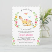 Lief konijn op de weg Baby meisje douche sprinkle Kaart (Staand voorkant)