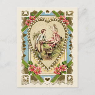 Lief Koppel in Hartvorm Vintage Reproductie Briefkaart