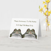 Lief Koppel Kikkers: Hoppy Vrouw: Jubileum: Kunst Kaart (Gele Bloem)