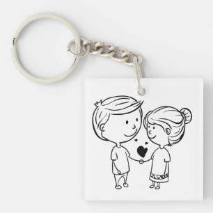 Lief Koppel met Hart Sleutelhanger